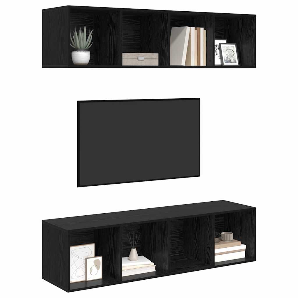 Σετ επίπλου τηλεόρασης 2 pcs Μαύρη Οξυά 37 x 37 x 142,5 εκ