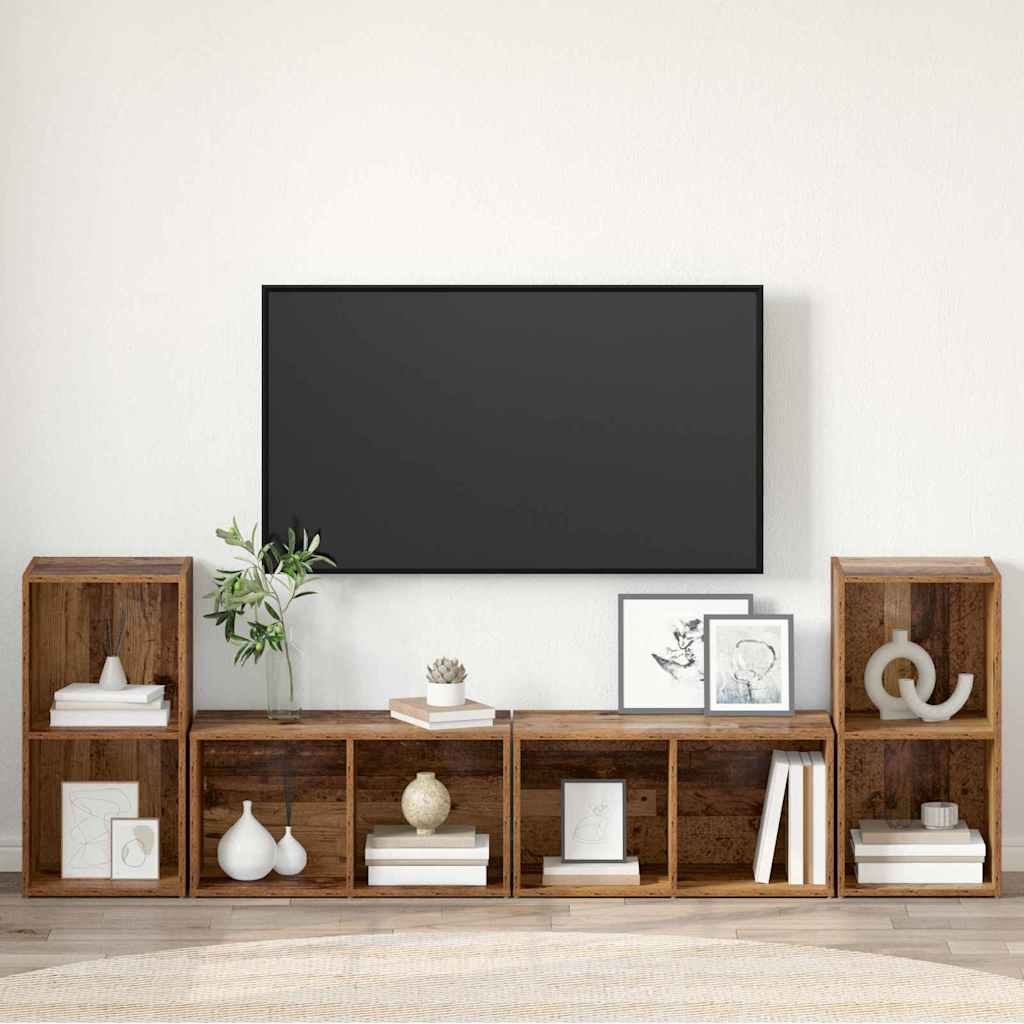 Σετ επίπλου τηλεόρασης 4 pcs Παλιό Ξύλο 37 x 37 x 72 εκ