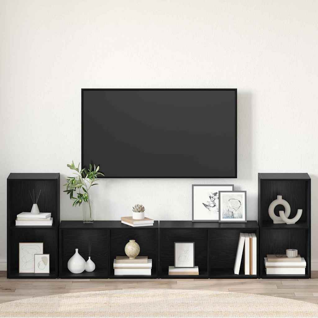 Σετ επίπλου τηλεόρασης 4 pcs Μαύρη Οξυά 37 x 37 x 72 εκ