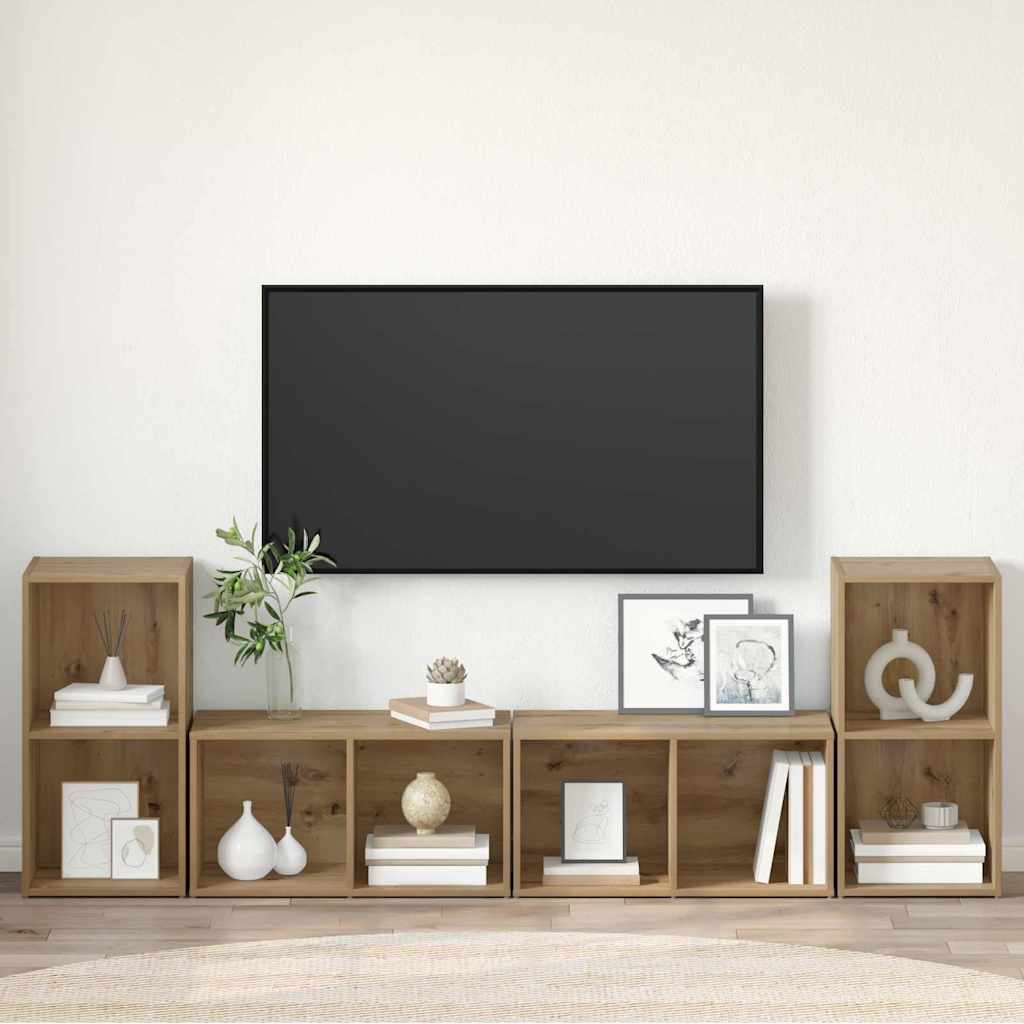 Σετ επίπλου τηλεόρασης 4 pcs Artisan Oak Επεξεργασμένο ξύλο