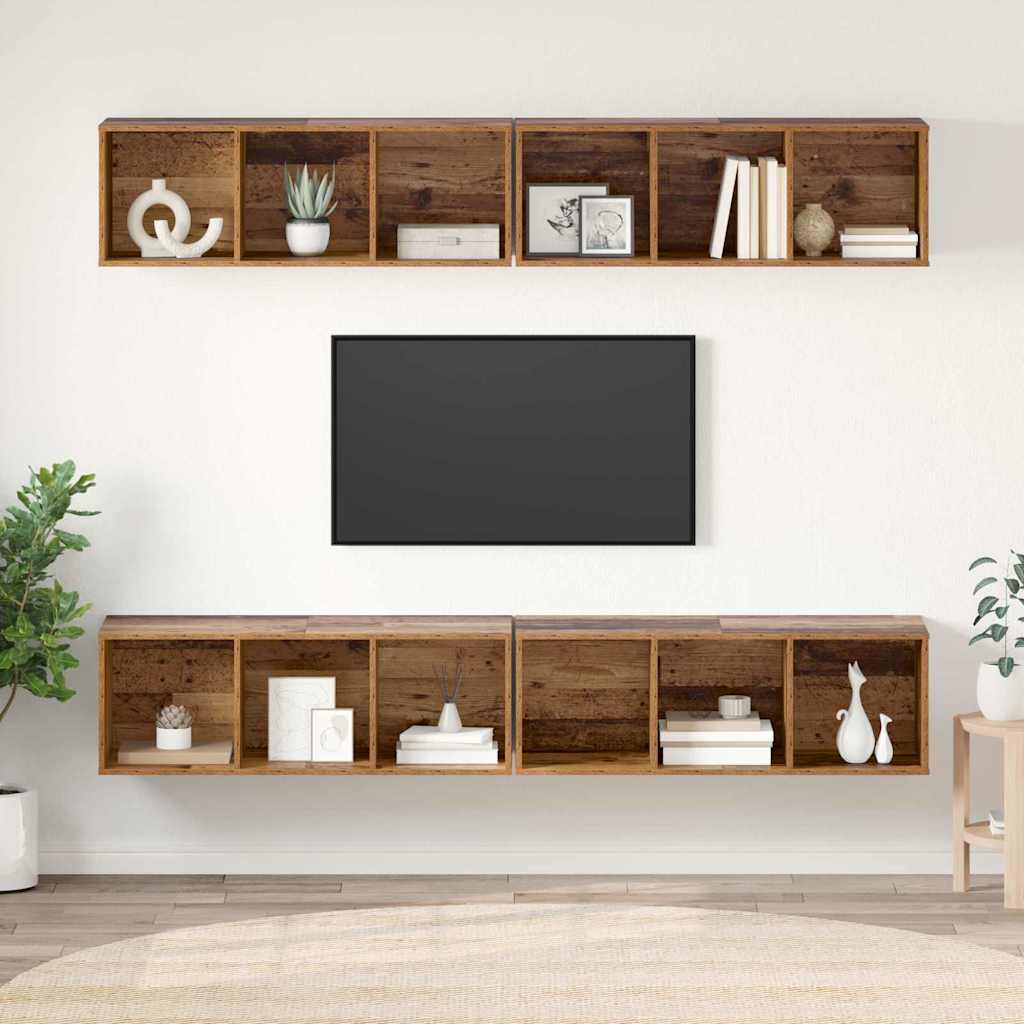 Σετ επίπλου τηλεόρασης 4 pcs Παλιό Ξύλο 37 x 37 x 107 εκ