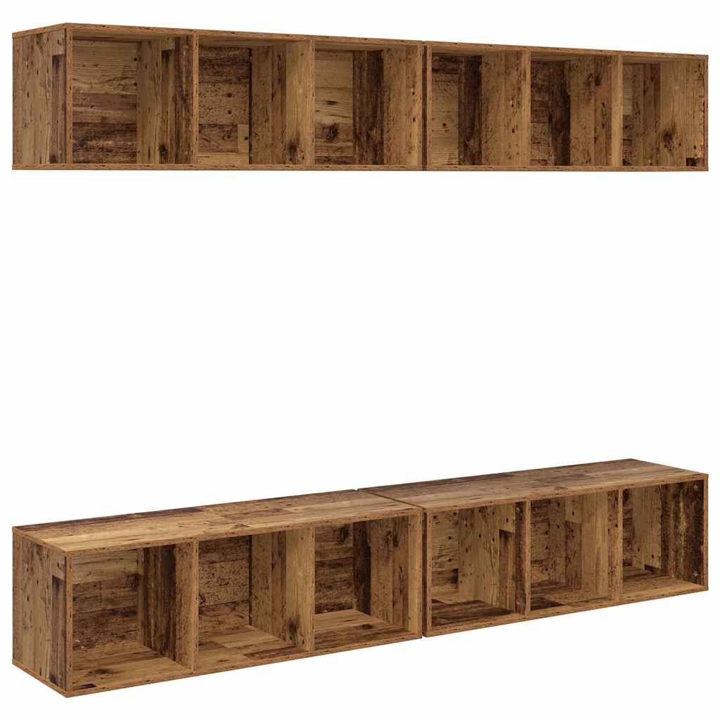 Σετ επίπλου τηλεόρασης 4 pcs Παλιό Ξύλο 37 x 37 x 107 εκ