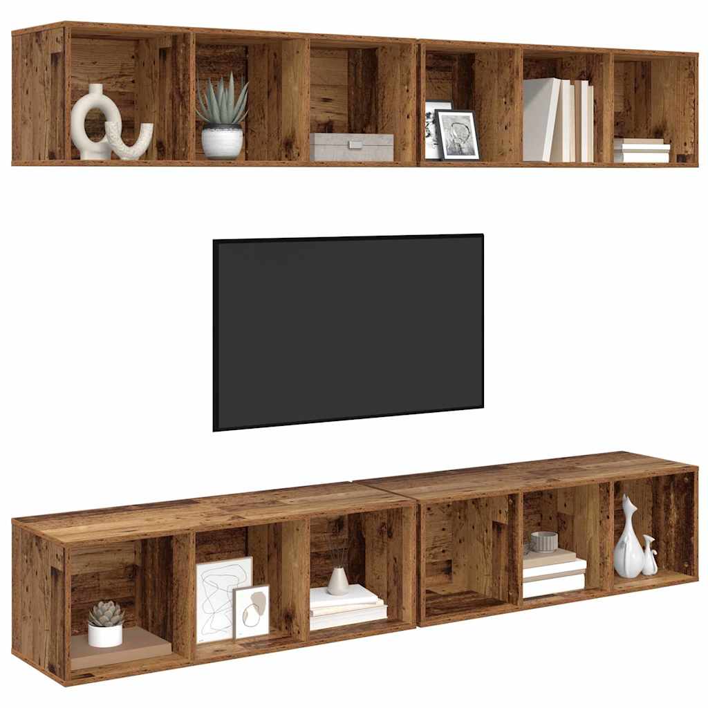 Σετ επίπλου τηλεόρασης 4 pcs Παλιό Ξύλο 37 x 37 x 107 εκ