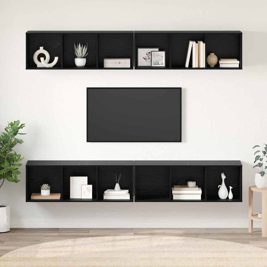 Σετ επίπλου τηλεόρασης 4 pcs Μαύρη Οξυά 37 x 37 x 107 εκ