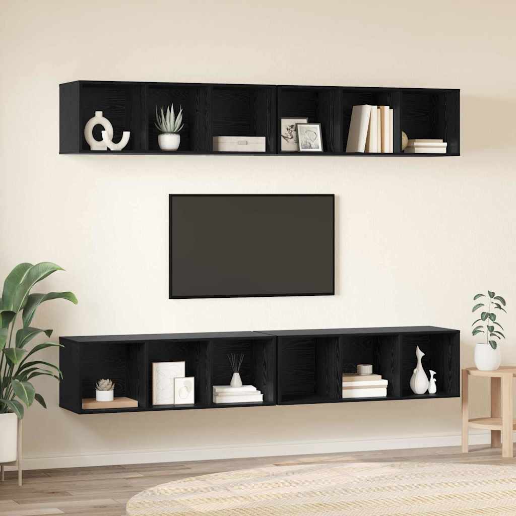 Σετ επίπλου τηλεόρασης 4 pcs Μαύρη Οξυά 37 x 37 x 107 εκ