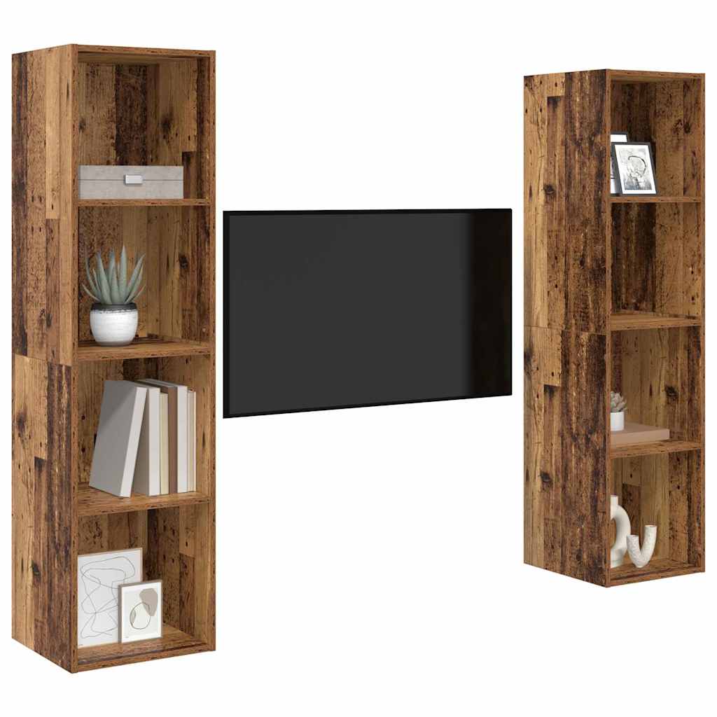 Σετ επίπλου τηλεόρασης Επιτοίχιο 2 pcs Καφέ 37 x 37 x 142,5 εκ