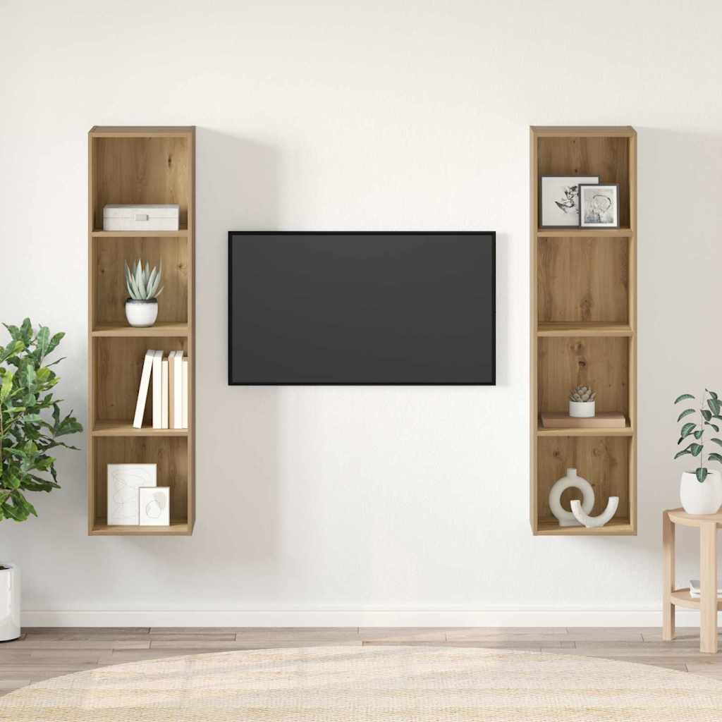 Σετ επίπλου τηλεόρασης 2 pcs Καφέ Επεξεργασμένο ξύλο