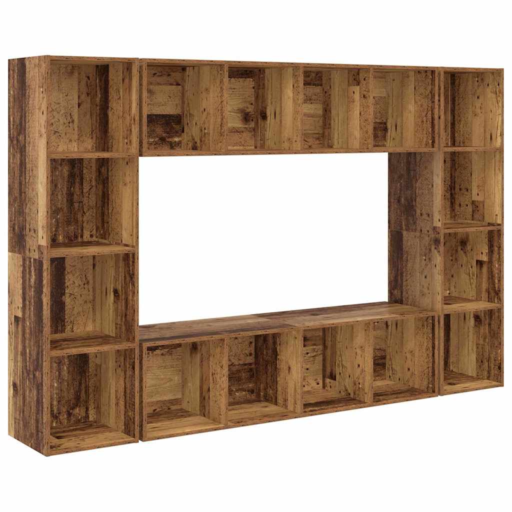 Σετ επίπλου τηλεόρασης Επιτοίχιο 4 pcs Καφέ 37 x 37 x 142,5 εκ