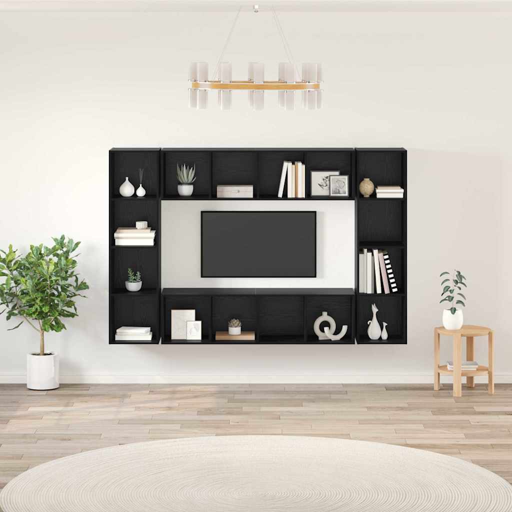 Σετ επίπλου τηλεόρασης Επιτοίχιο 4 pcs Μαύρο 37 x 37 x 142,5 εκ