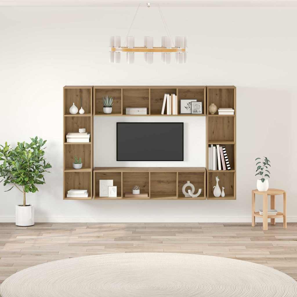 Σετ επίπλου τηλεόρασης 4 pcs Καφέ Επεξεργασμένο ξύλο
