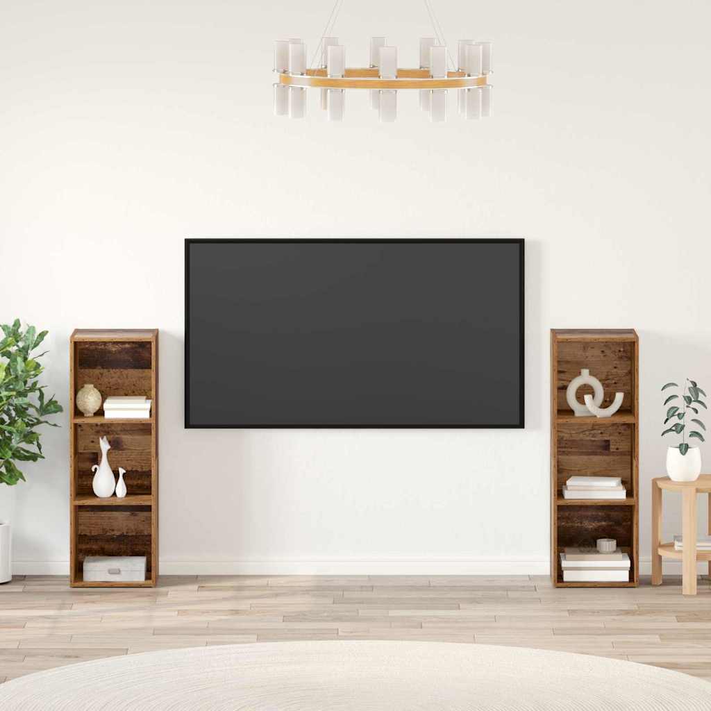 Σετ επίπλου τηλεόρασης 2 pcs Παλιό Ξύλο 107 x 35 x 37 cm