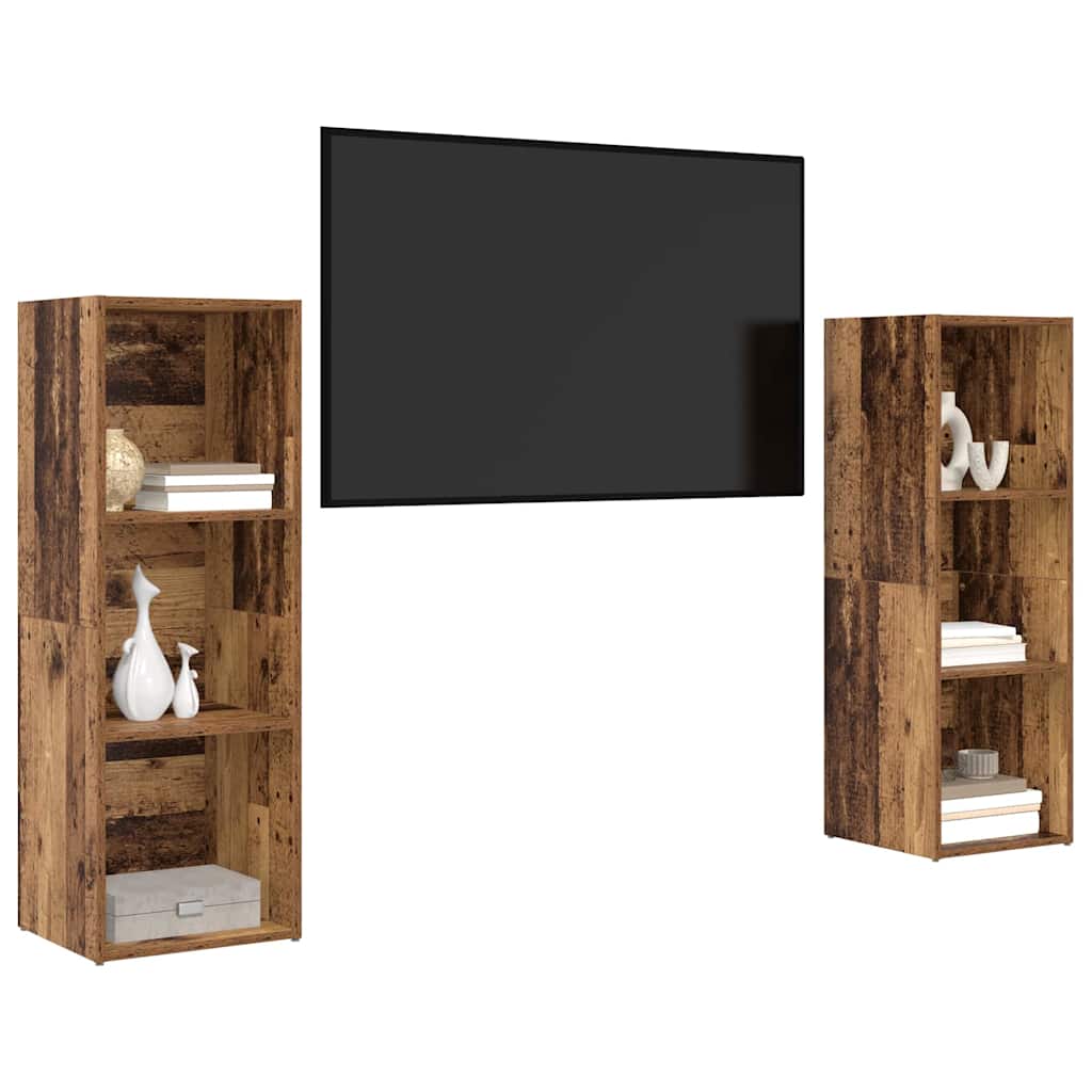 Σετ επίπλου τηλεόρασης 2 pcs Παλιό Ξύλο 107 x 35 x 37 cm