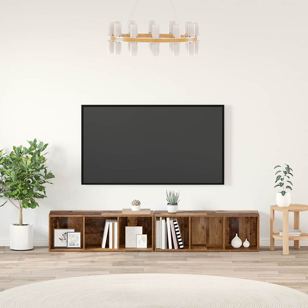 Σετ επίπλου τηλεόρασης 2 pcs Παλιό Ξύλο 37 x 35 x 107 εκ.