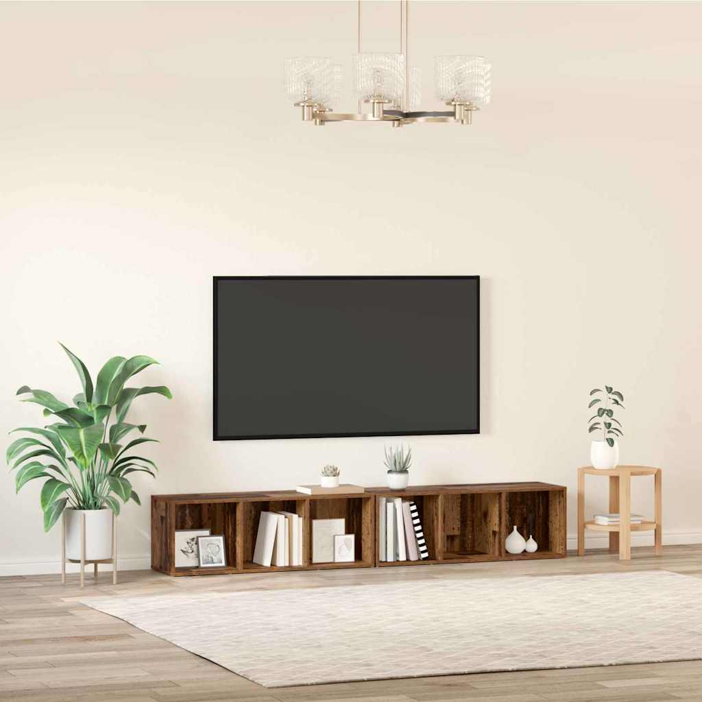 Σετ επίπλου τηλεόρασης 2 pcs Παλιό Ξύλο 37 x 35 x 107 εκ.