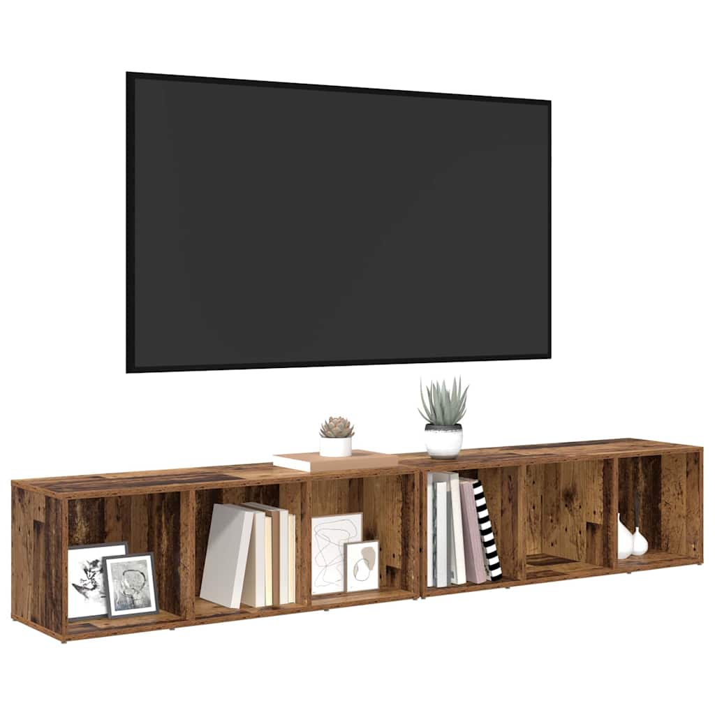 Σετ επίπλου τηλεόρασης 2 pcs Παλιό Ξύλο 37 x 35 x 107 εκ.