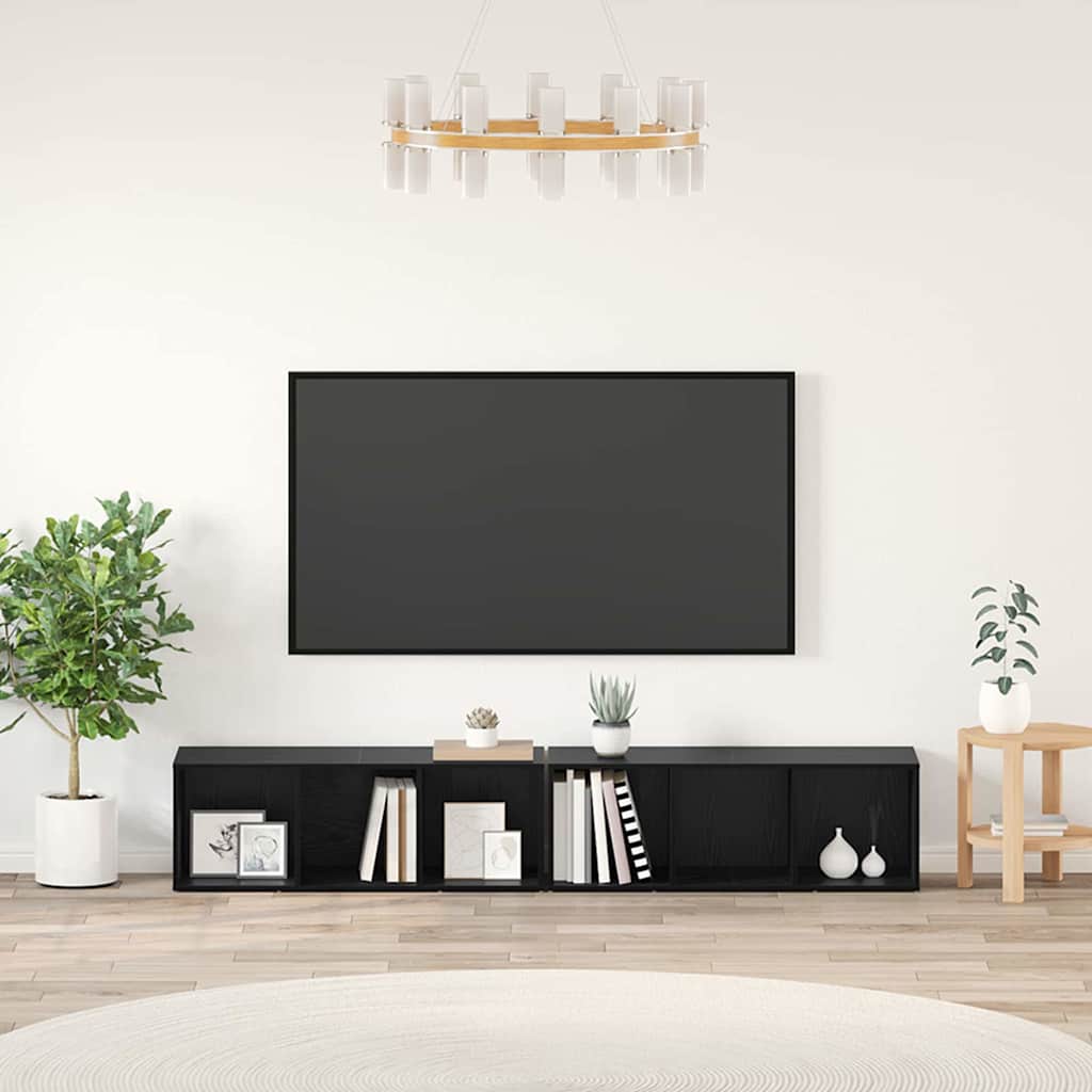 Σετ επίπλου τηλεόρασης 2 pcs Μαύρη Οξυά 37 x 35 x 107 εκ.