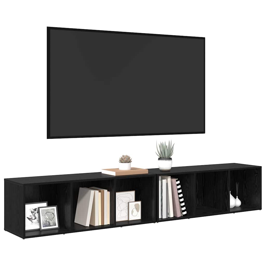 Σετ επίπλου τηλεόρασης 2 pcs Μαύρη Οξυά 37 x 35 x 107 εκ.