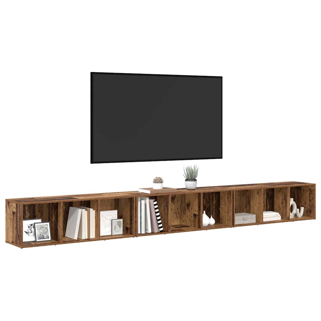 Σετ επίπλου τηλεόρασης 3 pcs Παλιό Ξύλο 37 x 35 x 107 εκ
