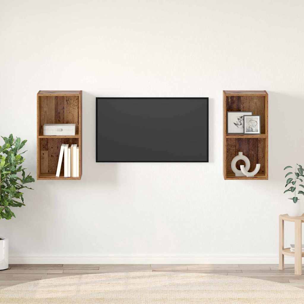 Σετ επίπλου τηλεόρασης 2 pcs Παλιό Ξύλο 37 x 37 x 72 εκ