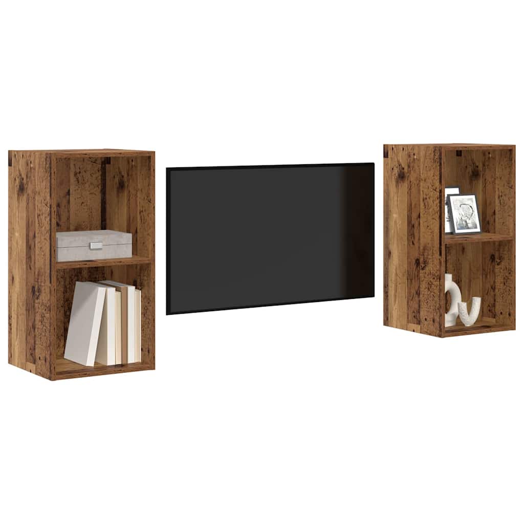 Σετ επίπλου τηλεόρασης 2 pcs Παλιό Ξύλο 37 x 37 x 72 εκ