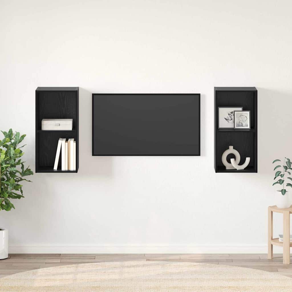 Σετ επίπλου τηλεόρασης 2 pcs Μαύρη Οξυά 37 x 37 x 72 εκ