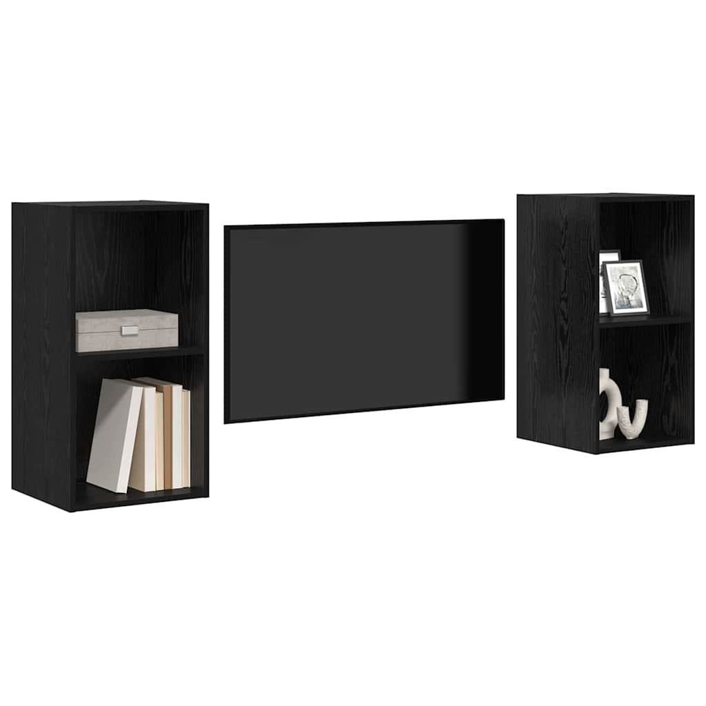 Σετ επίπλου τηλεόρασης 2 pcs Μαύρη Οξυά 37 x 37 x 72 εκ