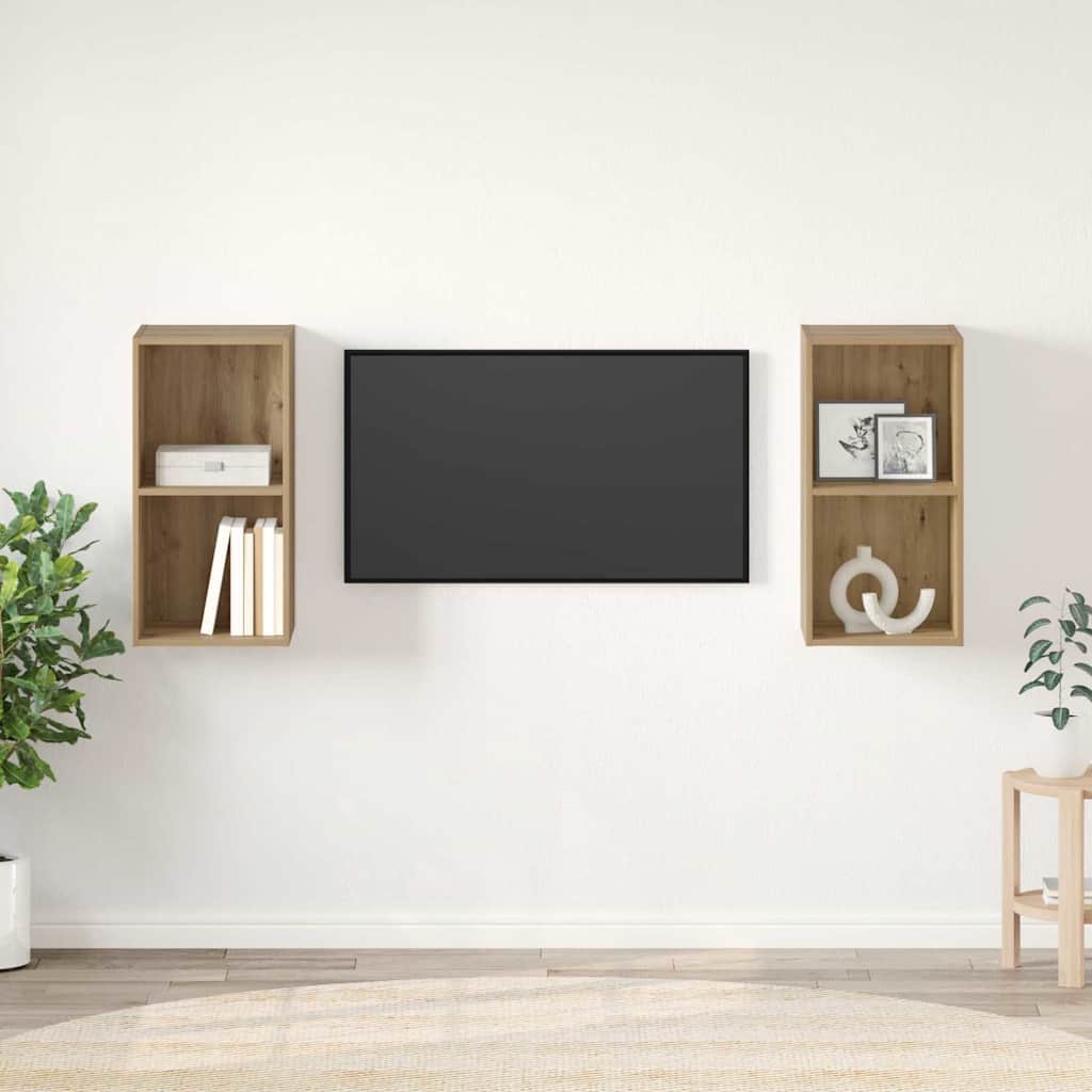 Σετ επίπλου τηλεόρασης 2 pcs Artisan Oak Επεξεργασμένο ξύλο