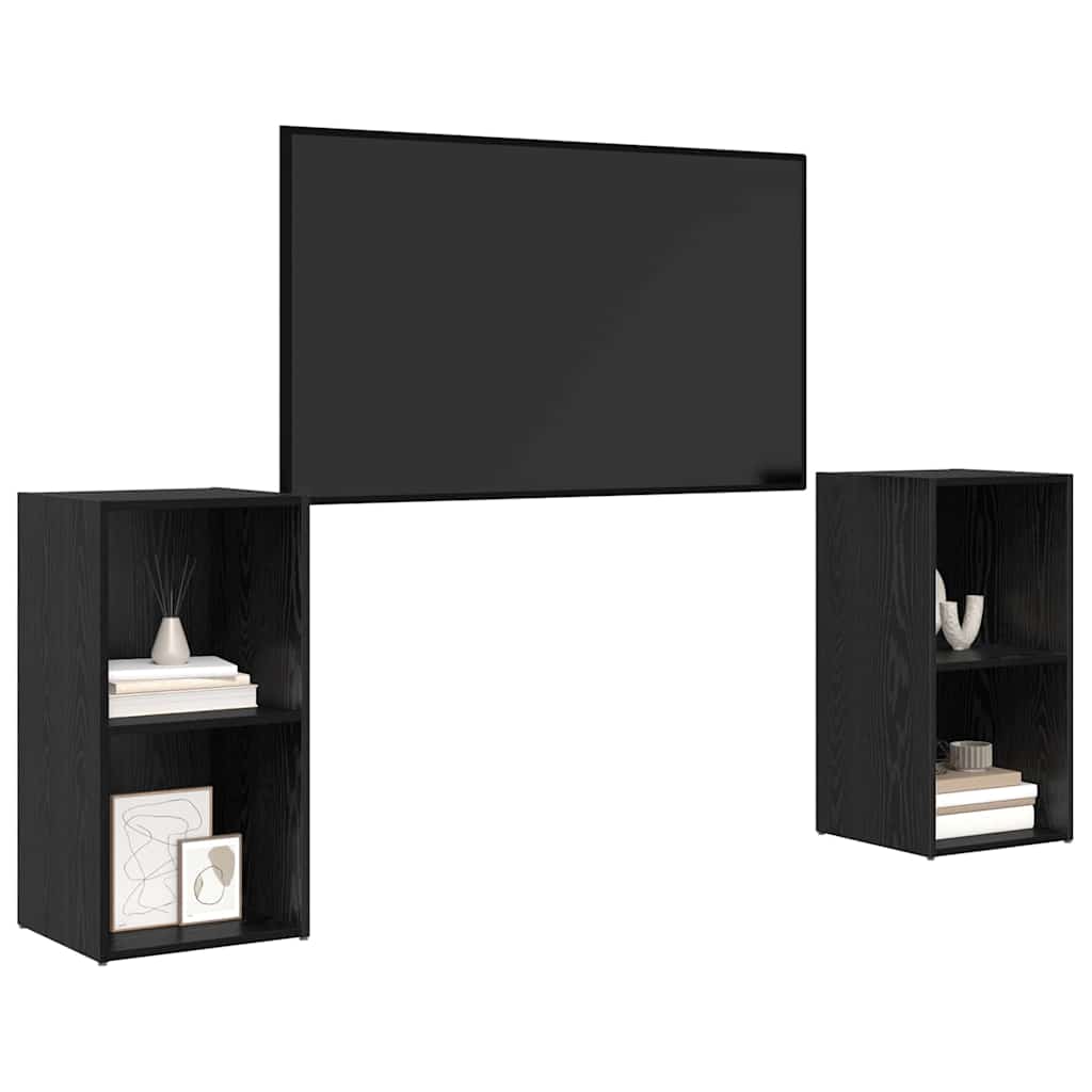 Σετ επίπλου τηλεόρασης 2 pcs Μαύρη Οξυά 72 x 35 x 36,5 cm