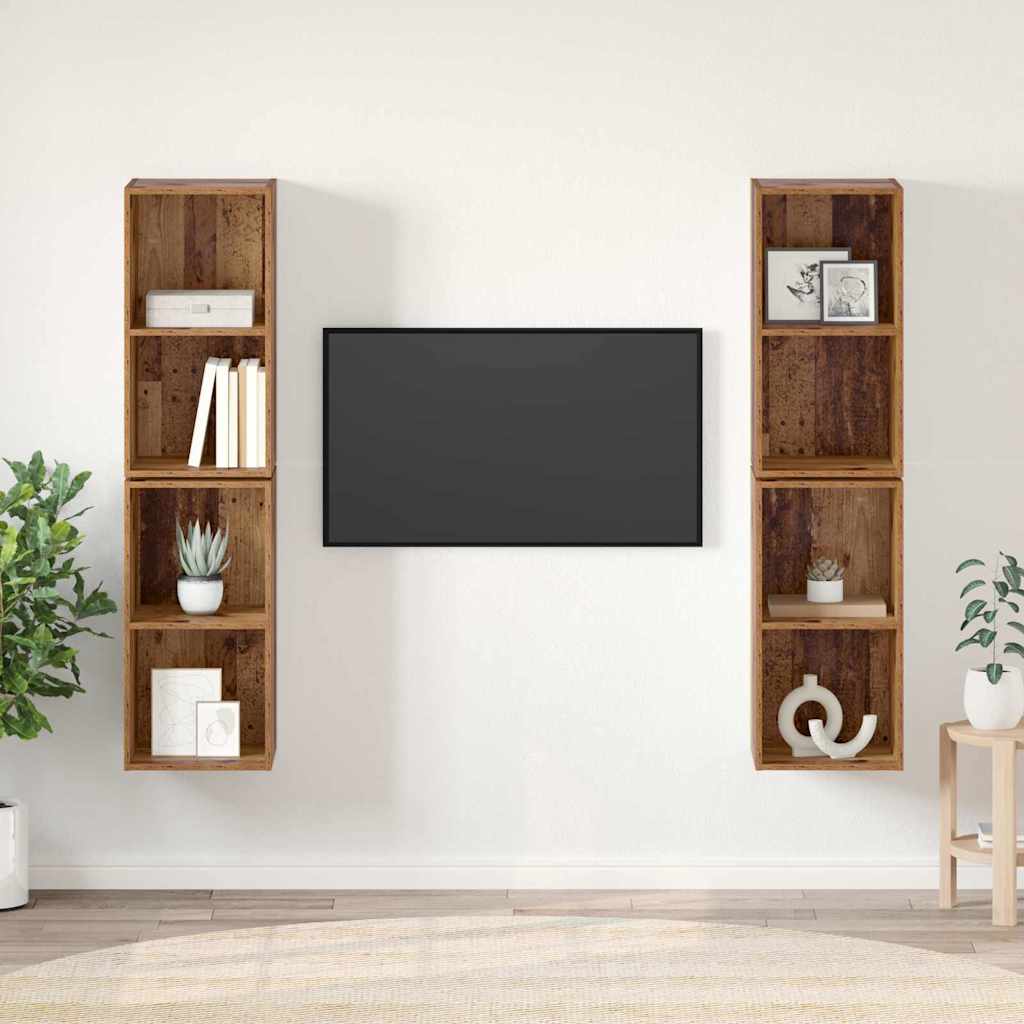 Σετ επίπλου τηλεόρασης 4 pcs Παλιό Ξύλο 37 x 37 x 72 εκ