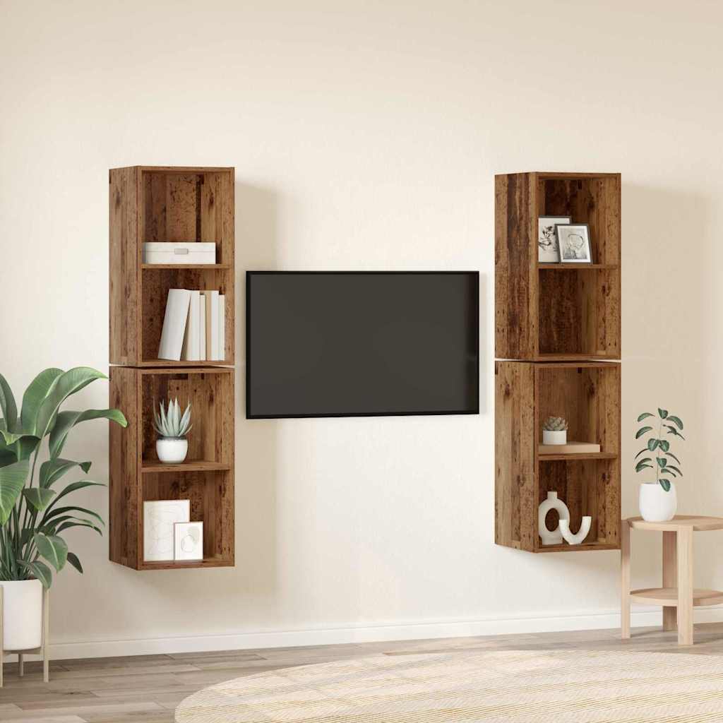 Σετ επίπλου τηλεόρασης 4 pcs Παλιό Ξύλο 37 x 37 x 72 εκ