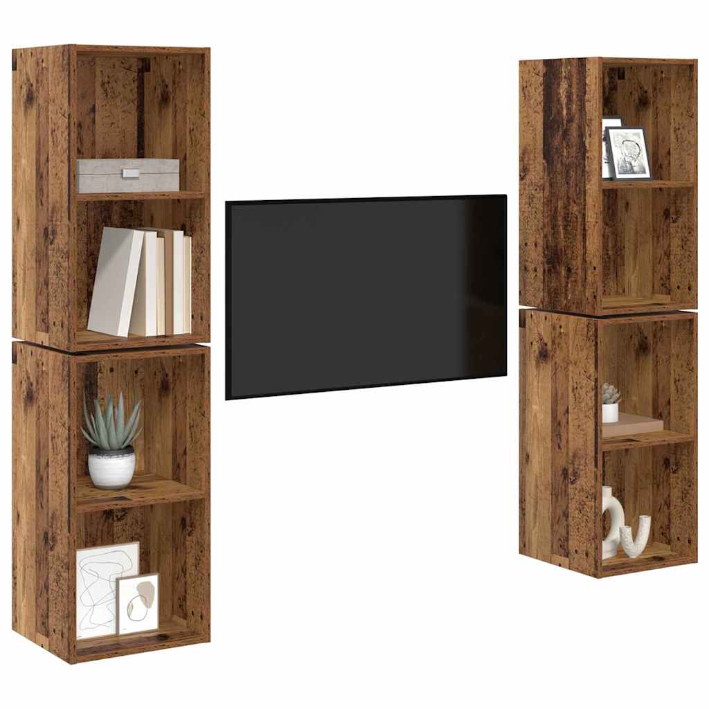 Σετ επίπλου τηλεόρασης 4 pcs Παλιό Ξύλο 37 x 37 x 72 εκ