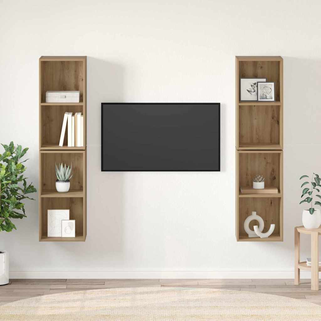 Σετ επίπλου τηλεόρασης 4 pcs Artisan Oak Επεξεργασμένο ξύλο
