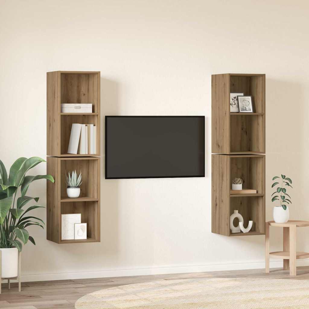 Σετ επίπλου τηλεόρασης 4 pcs Artisan Oak Επεξεργασμένο ξύλο