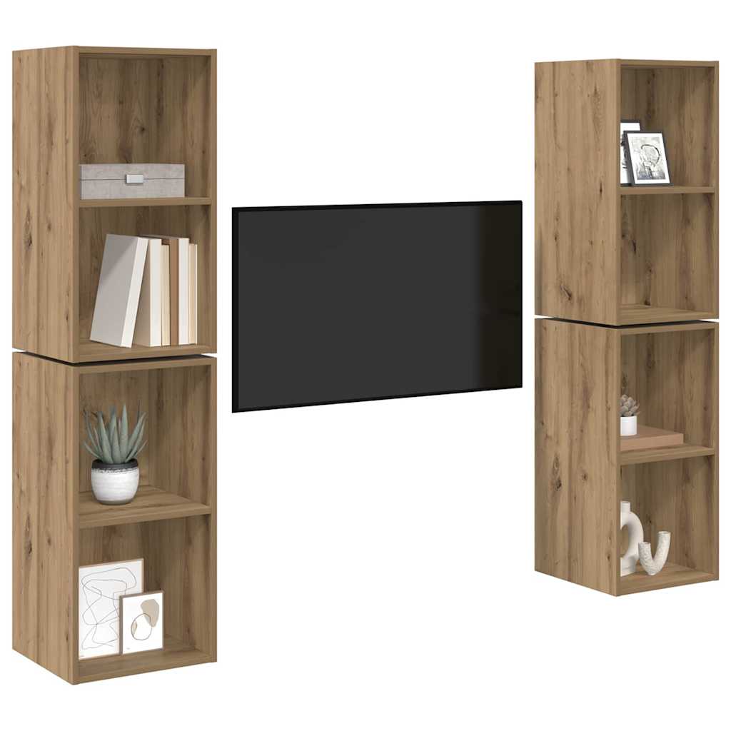 Σετ επίπλου τηλεόρασης 4 pcs Artisan Oak Επεξεργασμένο ξύλο