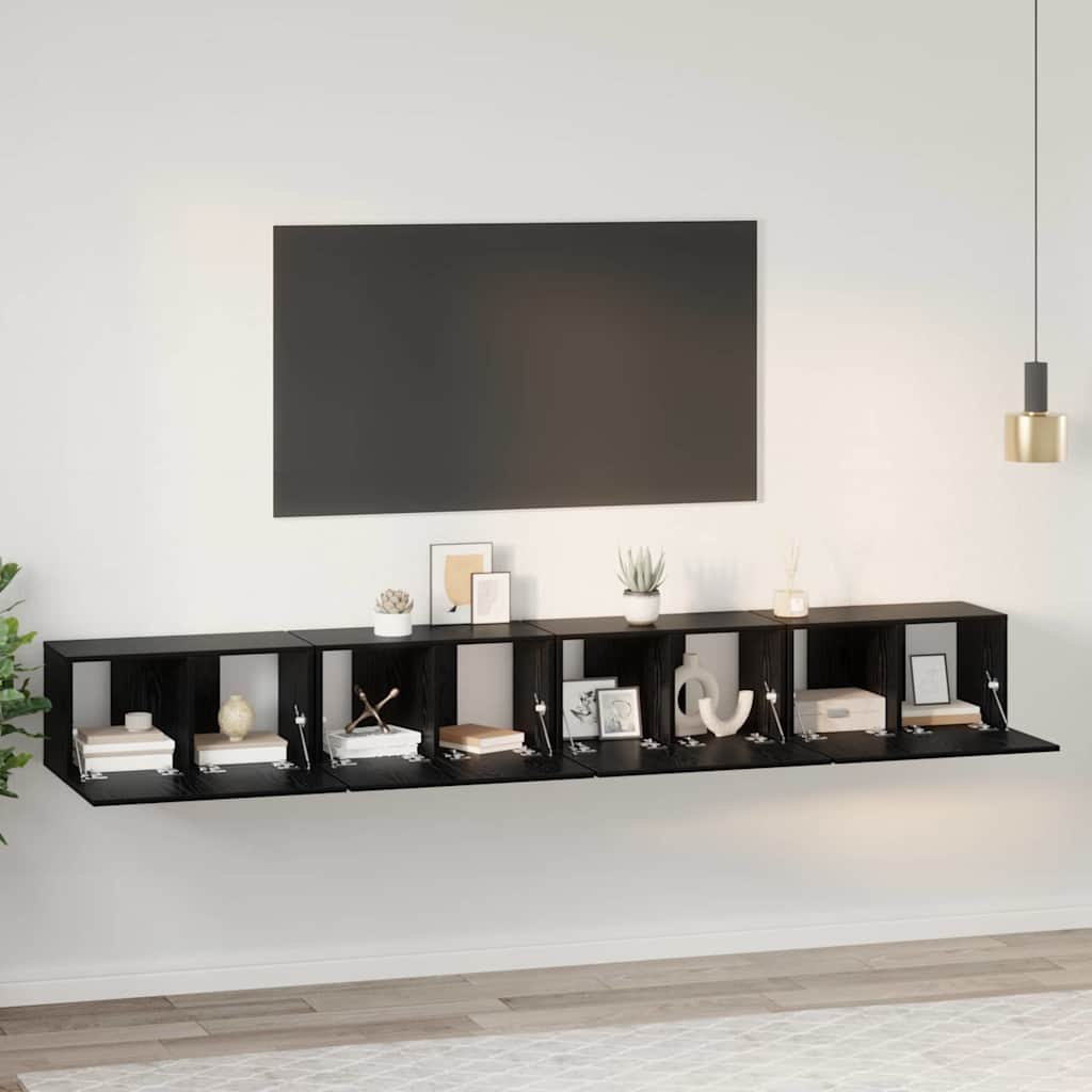 Σετ επίπλου τηλεόρασης 4 pcs Μαύρη Οξυά 60 x 30 x 30 cm