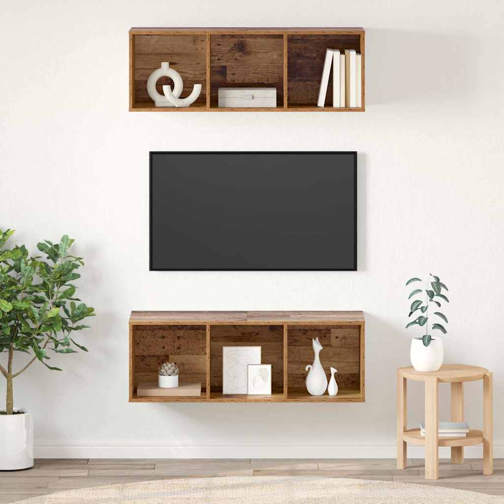 Σετ επίπλου τηλεόρασης 2 pcs Παλιό Ξύλο 37 x 37 x 107 εκ