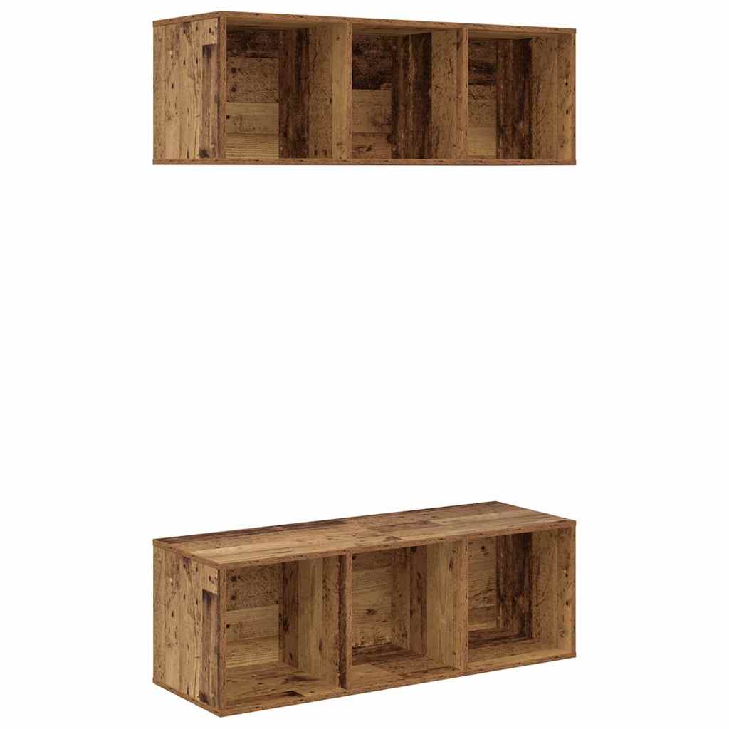 Σετ επίπλου τηλεόρασης 2 pcs Παλιό Ξύλο 37 x 37 x 107 εκ