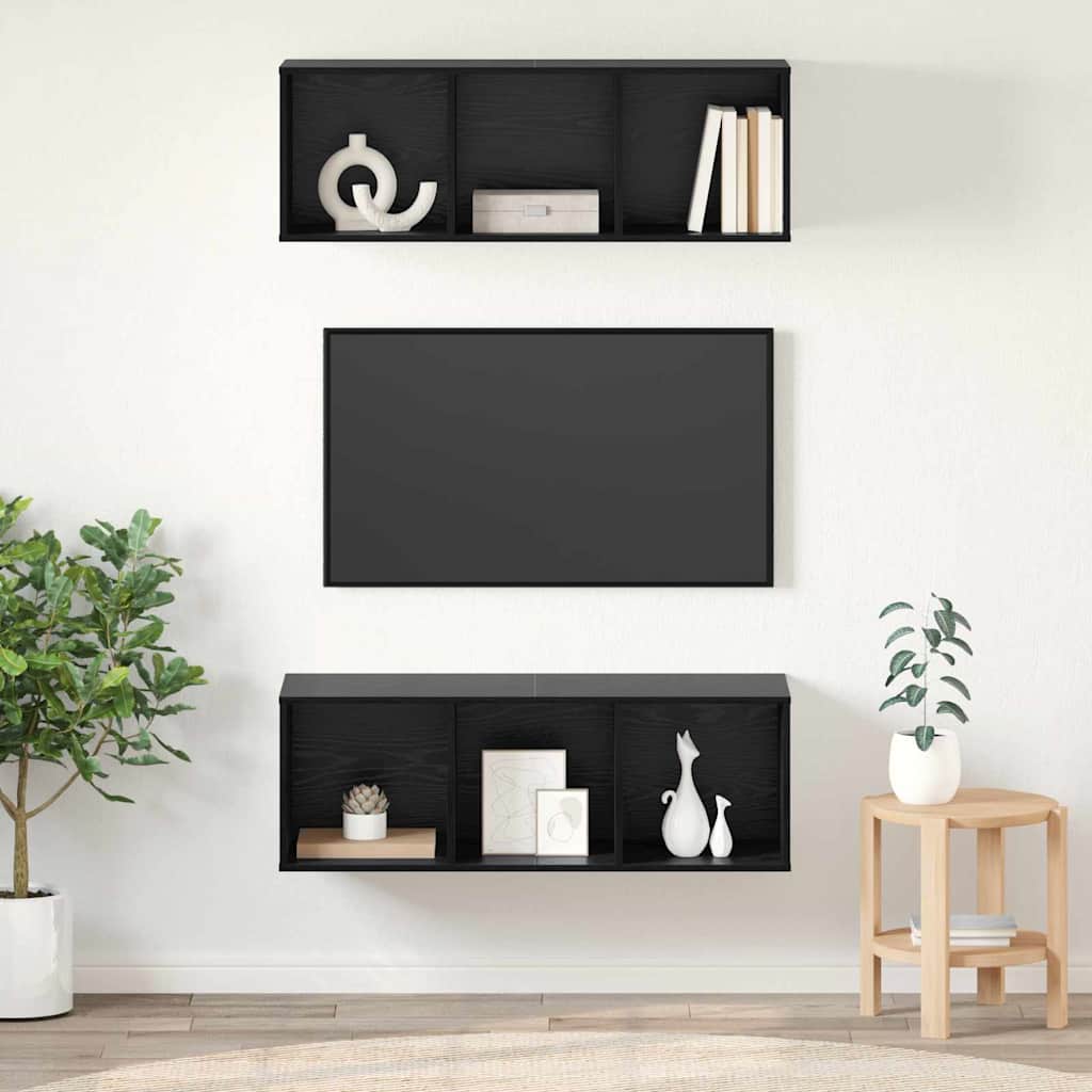 Σετ επίπλου τηλεόρασης 2 pcs Μαύρη Οξυά 37 x 37 x 107 εκ