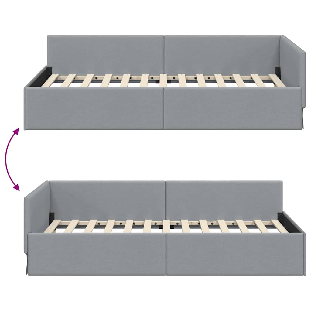 Κρεβάτι Γωνίας με κεφαλάρι Ανοιχτό γκρι 100 εκ x 200 εκ ύφασμα - Pakobazaar