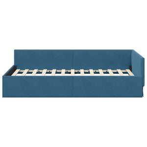 Κρεβάτι Γωνίας Μπλε 90 x 190 cm Βελούδο