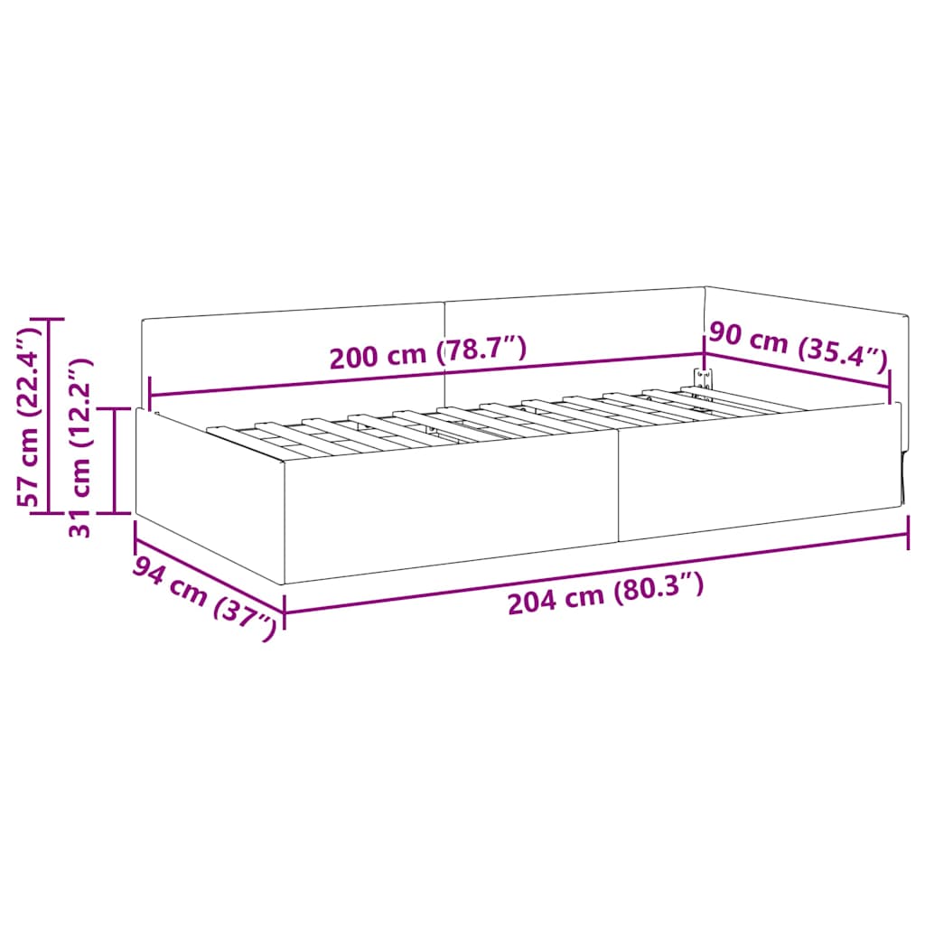Κρεβάτι Γωνίας Σκούρο Πράσινο 90 εκ x 200 εκ Βελούδο - Pakobazaar
