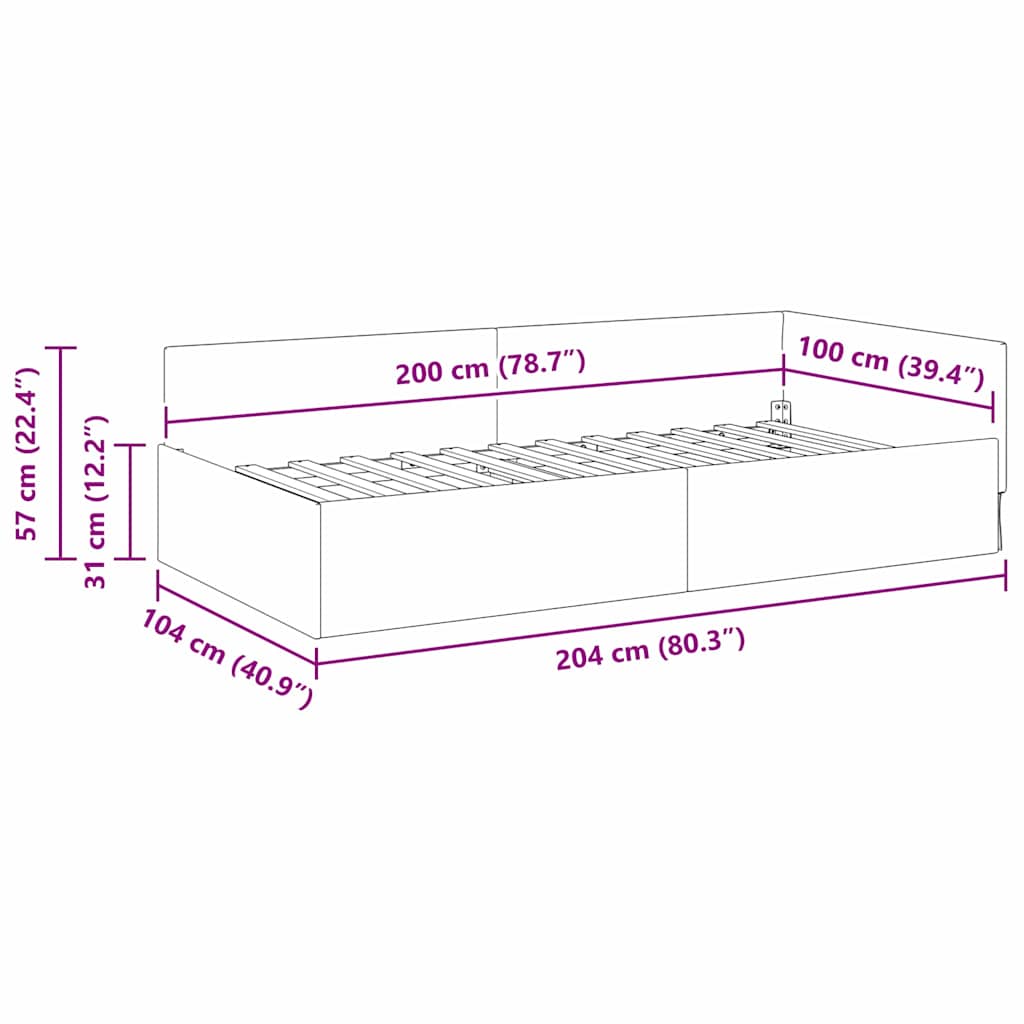 Κρεβάτι Γωνίας με κεφαλάρι Ροζ 100 εκ x 200 εκ Βελούδο - Pakobazaar