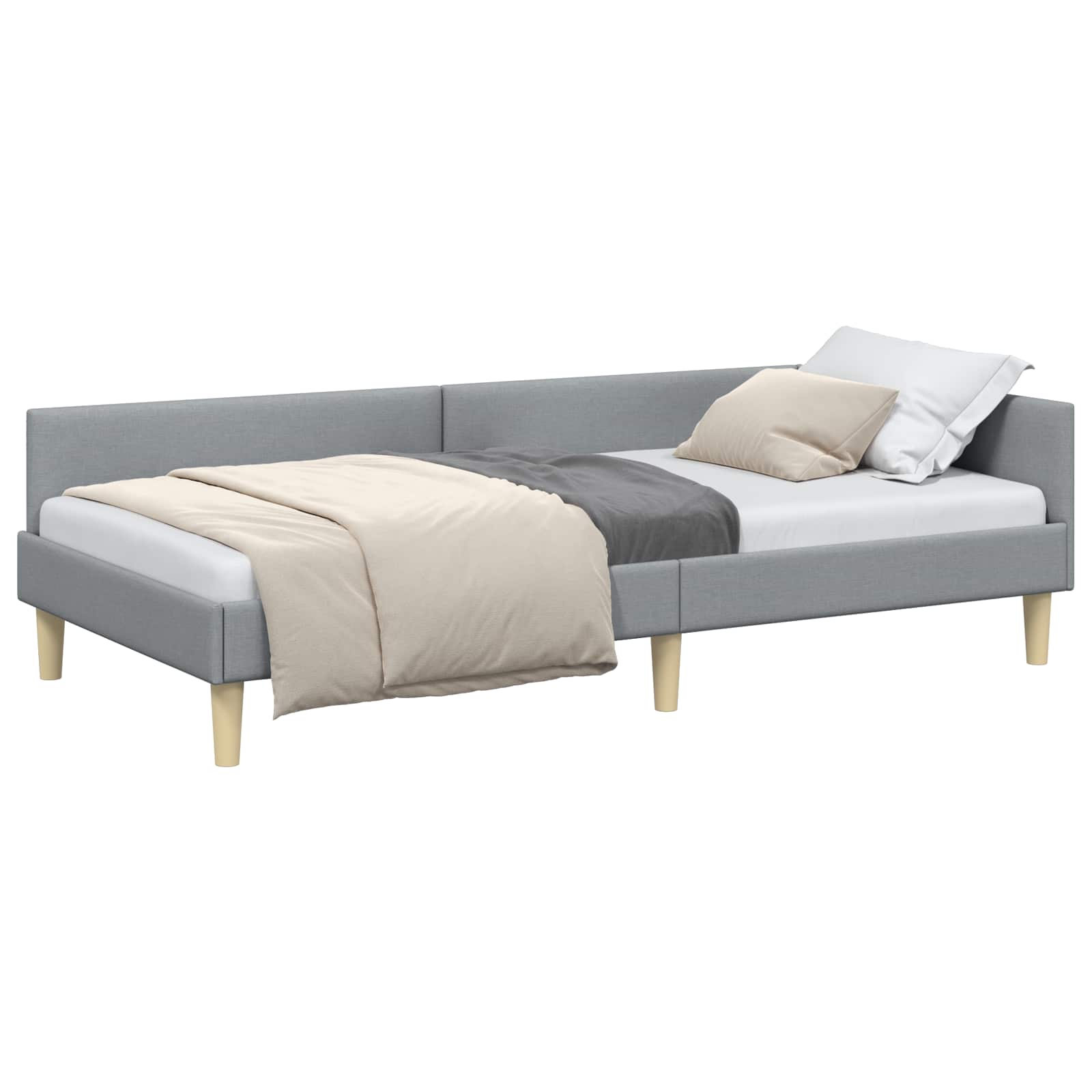 Κρεβάτι Γωνίας Ανοιχτό γκρι 90 x 190 cm ύφασμα