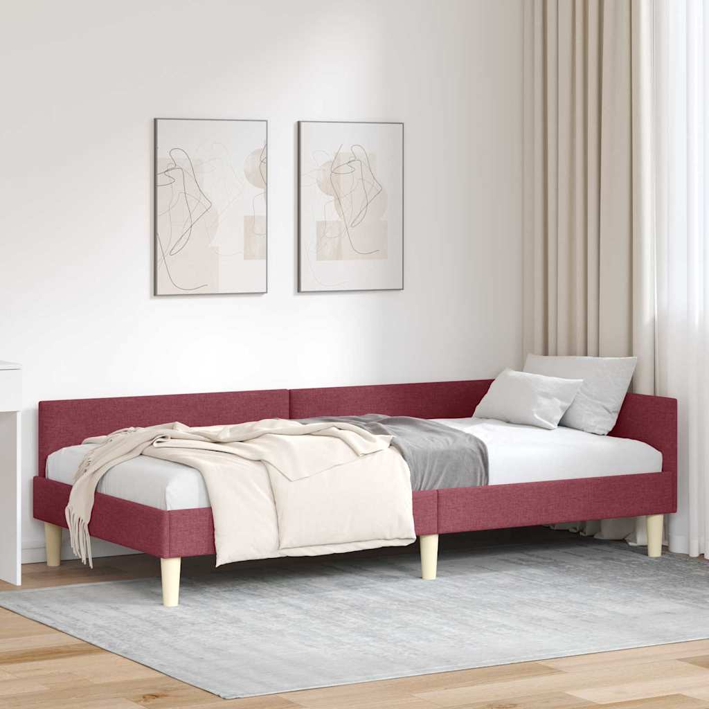 Κρεβάτι Γωνίας Κόκκινο 90 x 190 cm ύφασμα