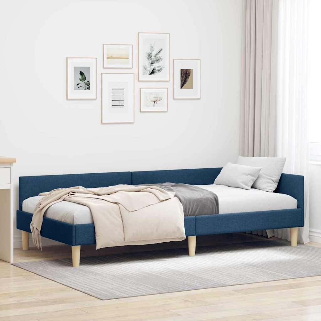Κρεβάτι Γωνίας Μπλε 90 x 190 cm ύφασμα