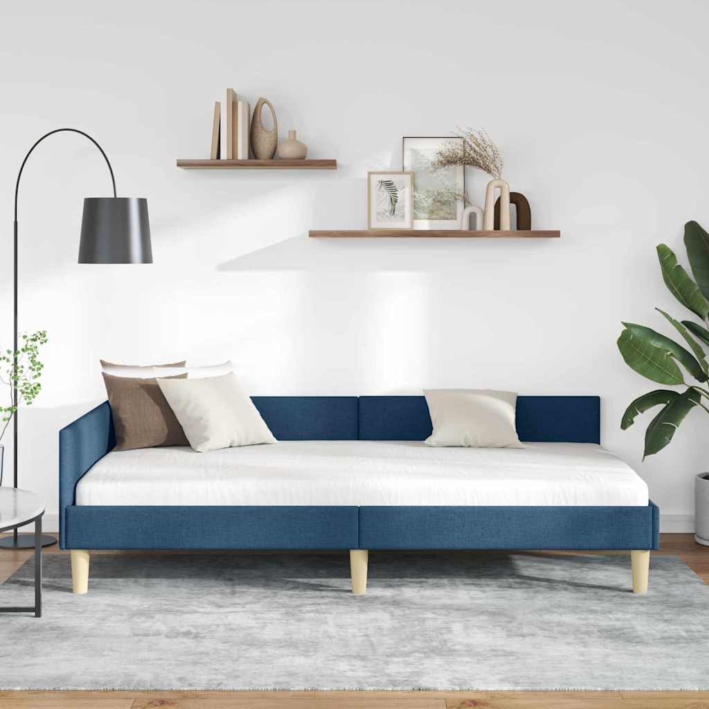Κρεβάτι Γωνίας Μπλε 90 x 190 cm ύφασμα