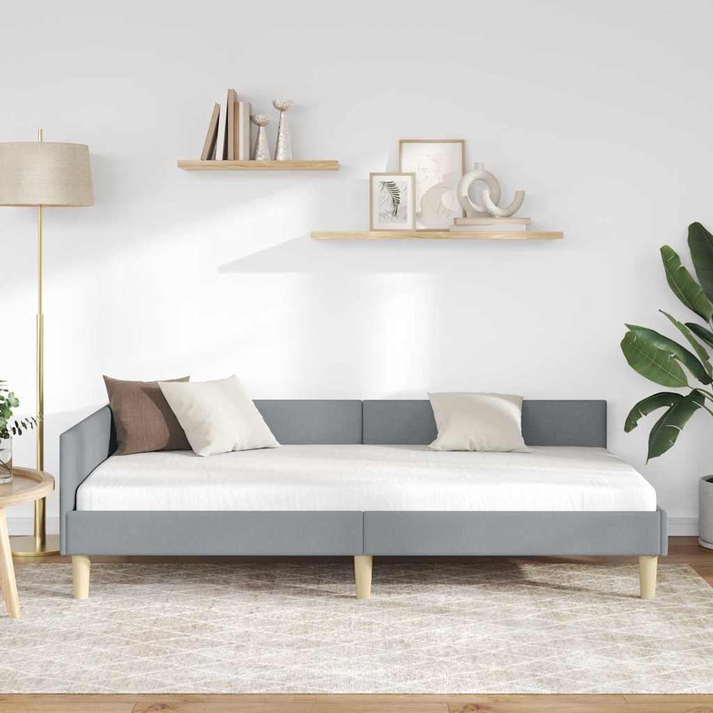 Κρεβάτι Γωνίας με κεφαλάρι Ανοιχτό γκρι 90 x 200 cm ύφασμα - Pakobazaar