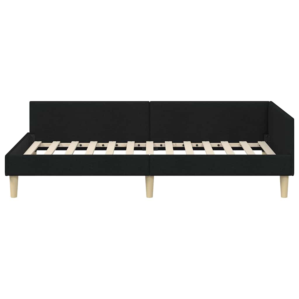 Κρεβάτι Γωνίας με κεφαλάρι Μαύρο 90 x 200 cm ύφασμα - Pakobazaar