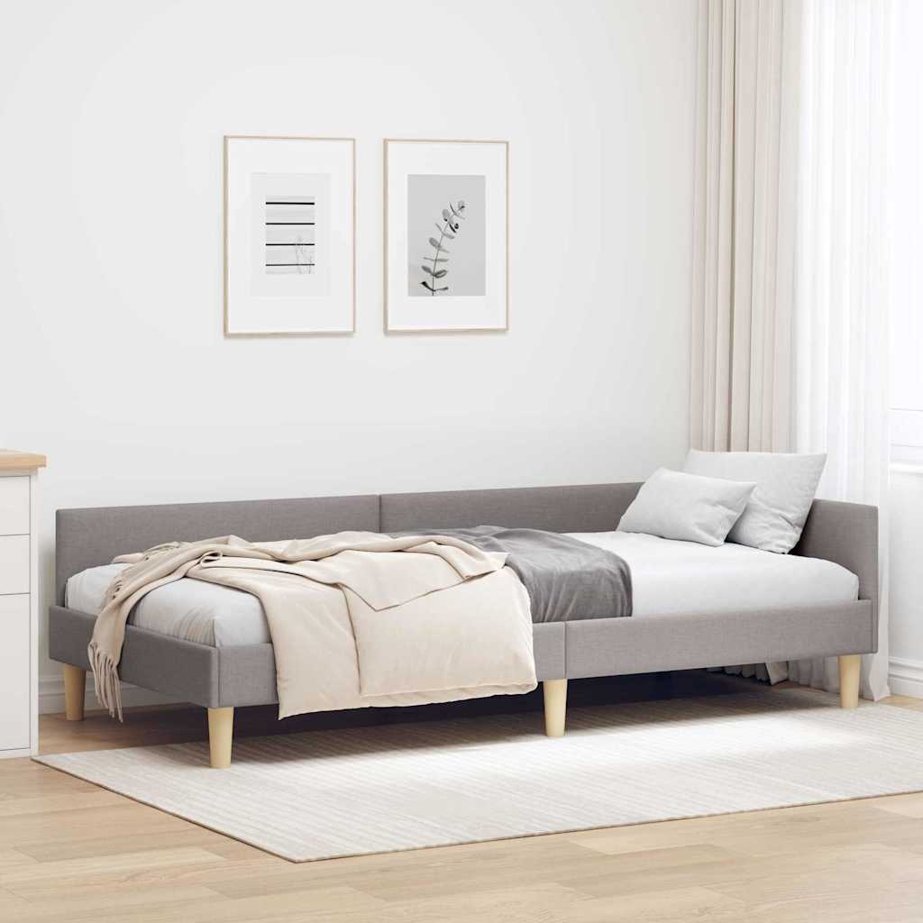 Κρεβάτι Γωνίας με κεφαλάρι Taupe 90 x 200 cm ύφασμα - Pakobazaar