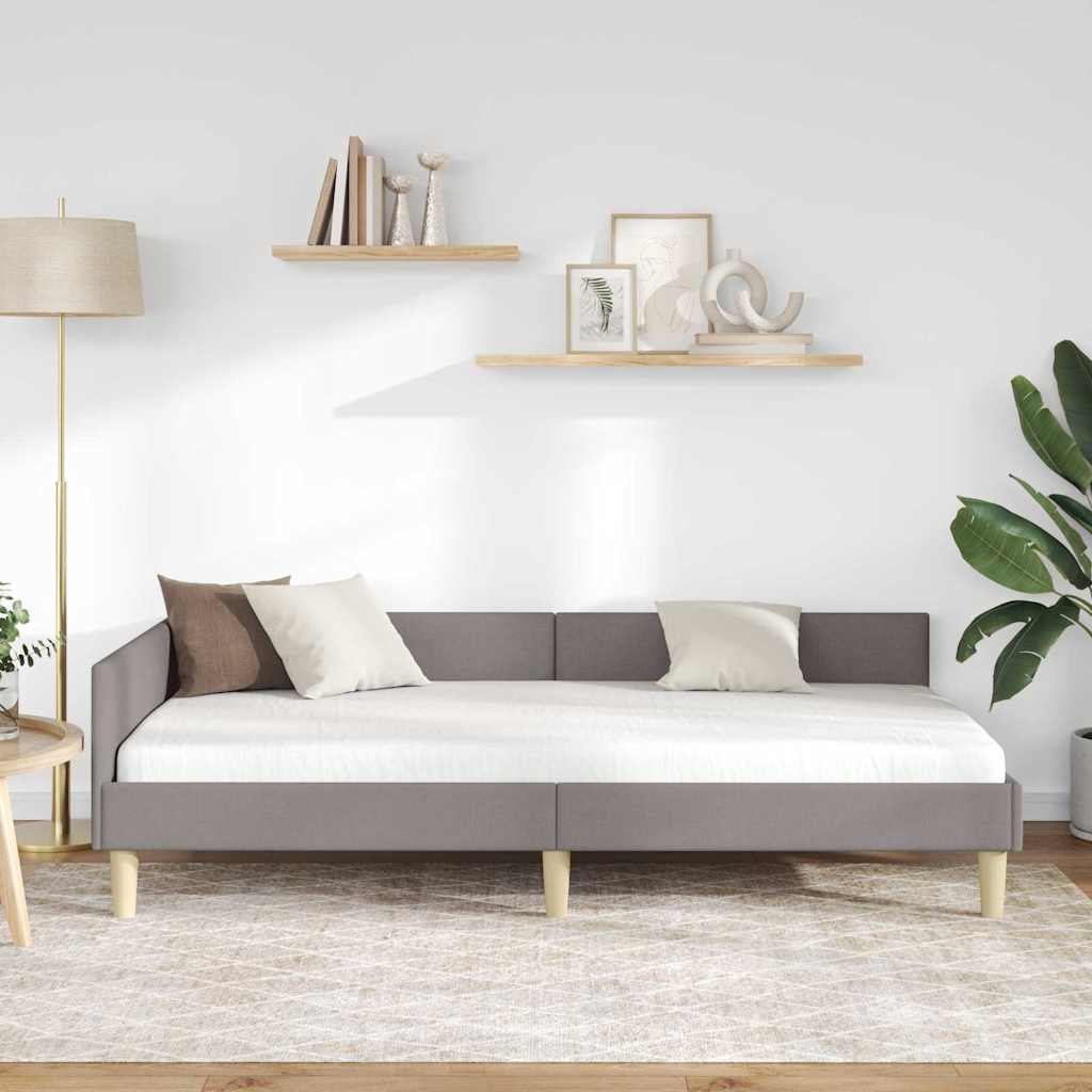 Κρεβάτι Γωνίας με κεφαλάρι Taupe 90 x 200 cm ύφασμα - Pakobazaar